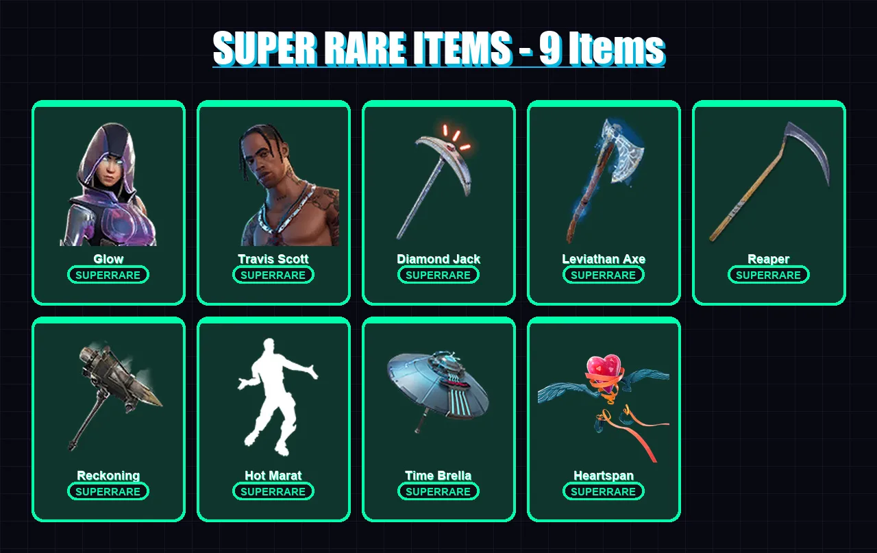 [PC/XBOX] | Glow | Travis Scott | Blackheart | Raz | Deadpool | 71 skin | 132 pickaxe | 86 emote | 109 glider | Lv1720