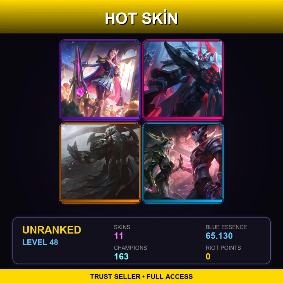 SG | Lv48 | Unranked | 11 Skin | 163 Champ — LoL account