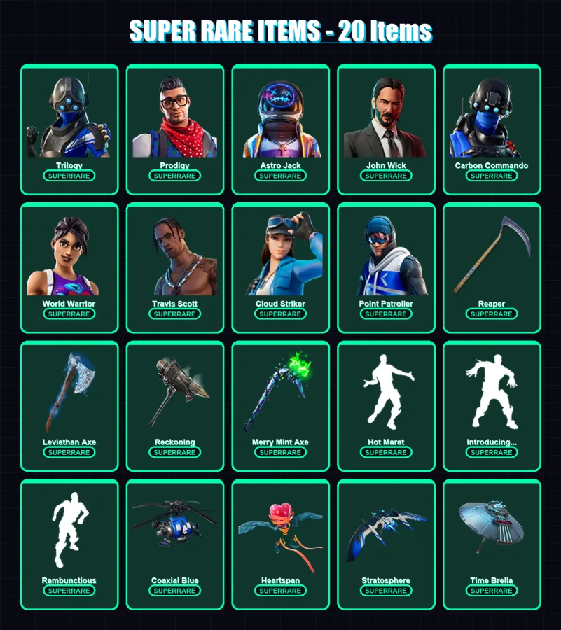 [PC/XBOX] | Trilogy | Prodigy | Astro Jack | John Wick | Carbon Commando | 211 skin | 139 pickaxe | 183 emote | 122 glider | Lv1884