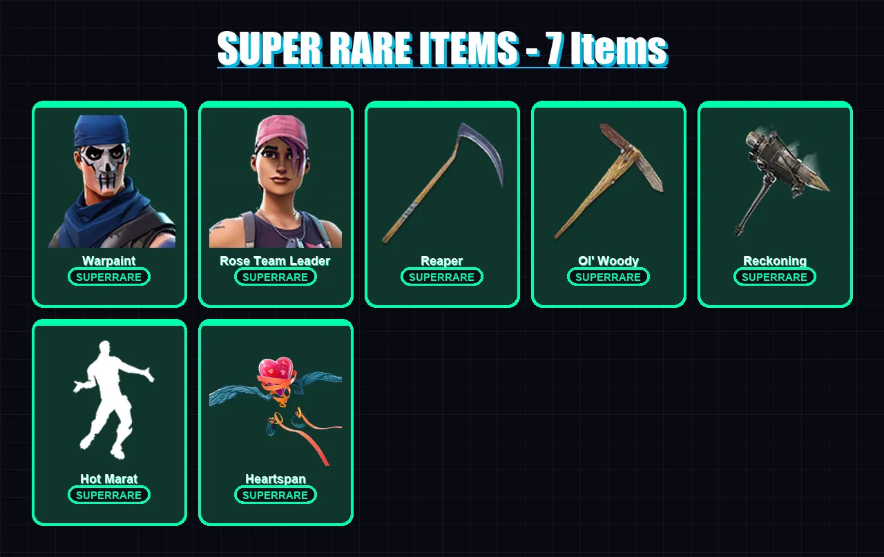 [PC/PSN] | Warpaint | Rose Team Leader | Lynx | Gear Specialist Maya | Joey | 128 skin | 120 pickaxe | 123 emote | 128 glider | Lv1529