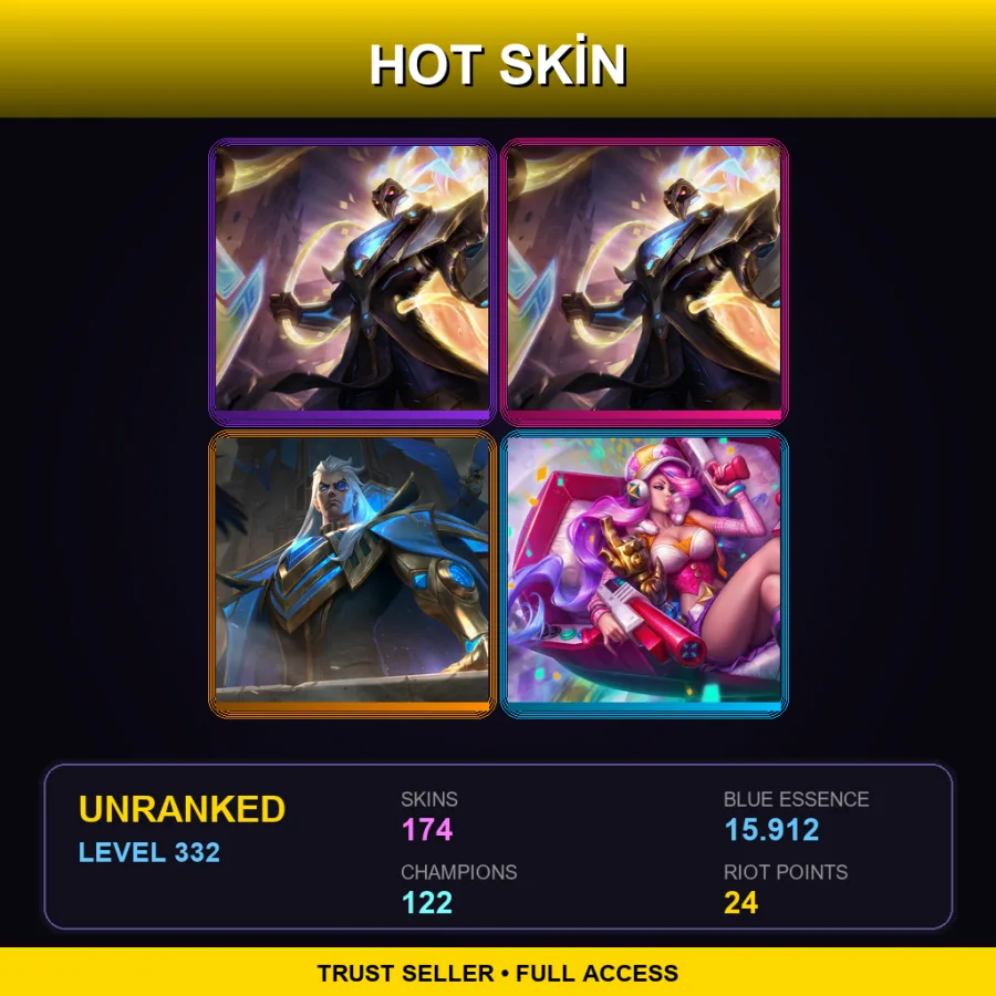 LAN | Lv332 | Unranked | 174 Skin | 122 Champ
