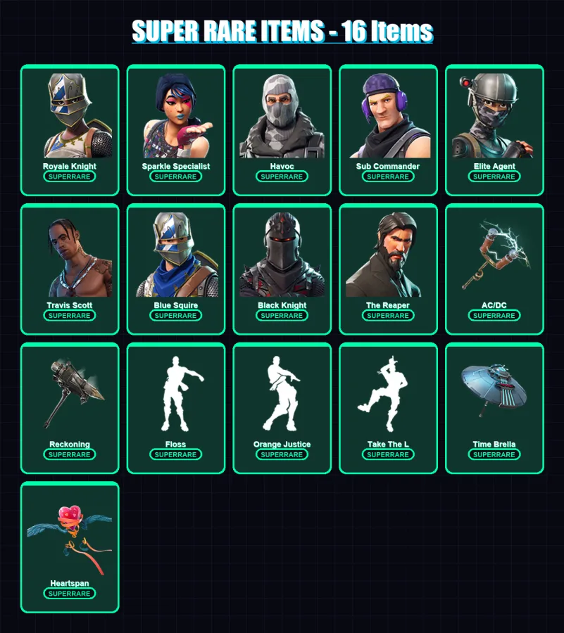 [PC/XBOX/PSN] | Royale Knight | Sparkle Specialist | Havoc | Sub Commander | Elite Agent | 150 skin | 108 pickaxe | 126 emote | 115 glider | Lv1573