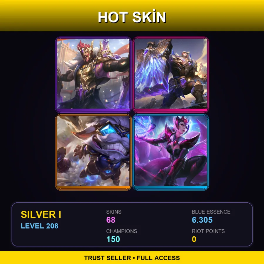 EUNE | Lv208 | Silver I | 68 Skin | 150 Champ — LoL account