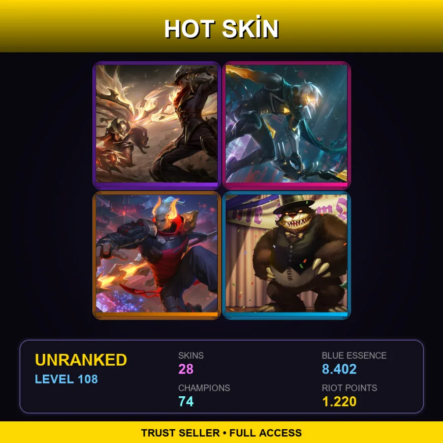 EUW | Lv108 | Unranked | 28 Skin | 74 Champ