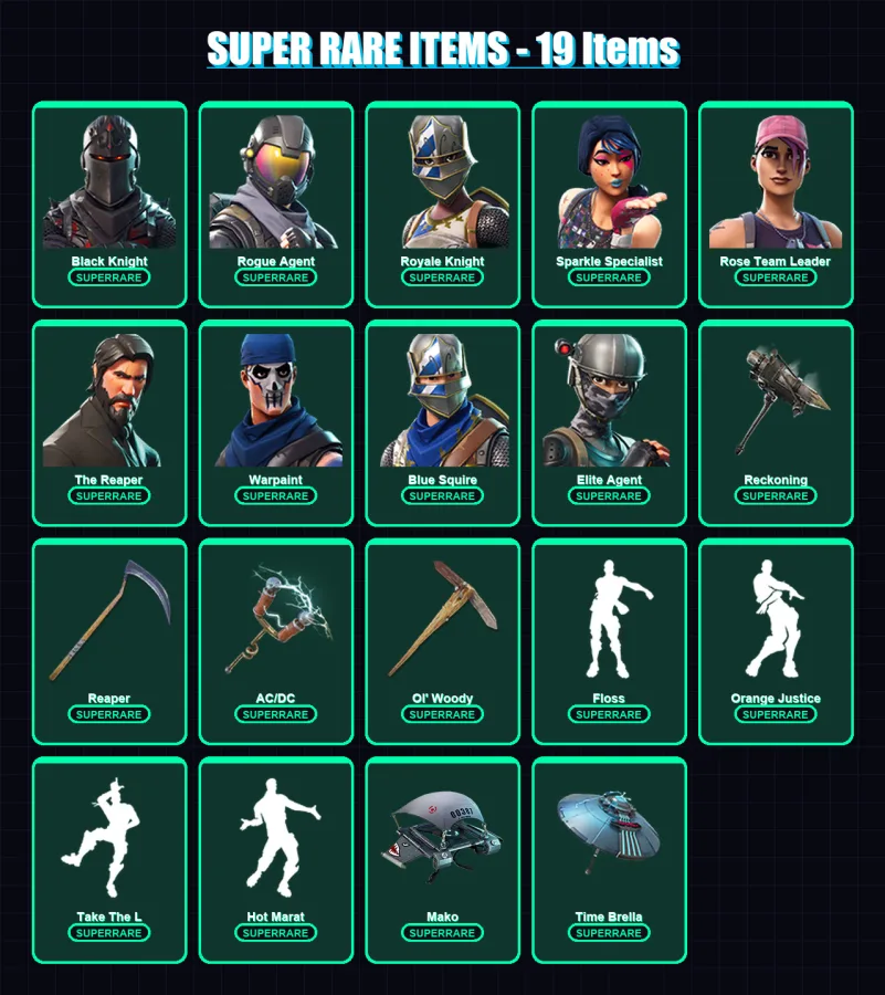 [PC/PSN] | OG Skull Trooper | Black Knight | Rogue Agent | Royale Knight | Sparkle Specialist | 106 skin | 74 pickaxe | 81 emote | 84 glider | Lv977