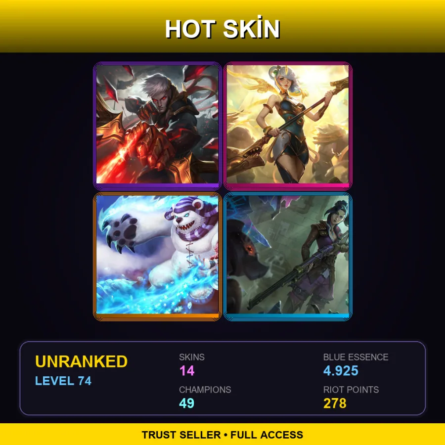NA | Lv74 | Unranked | 14 Skin | 49 Champ