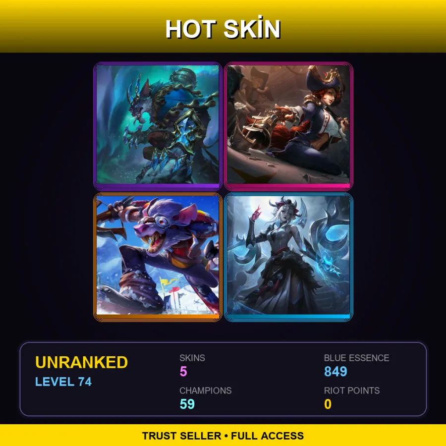 EUW | Lv74 | Unranked | 5 Skin | 59 Champ — Winterblessed Warwick