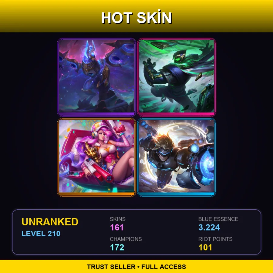 EUW | Lv210 | Unranked | 161 Skin | 172 Champ