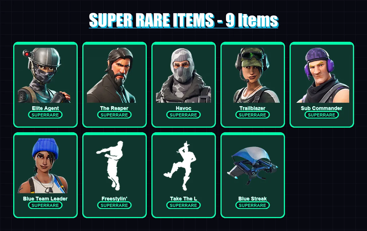 [PS4/PS5/XBOX/PC] | Elite Agent | The Reaper | Havoc | Trailblazer | Sub Commander | 13 skin | 7 pickaxe | 13 emote | 12 glider | Lv192