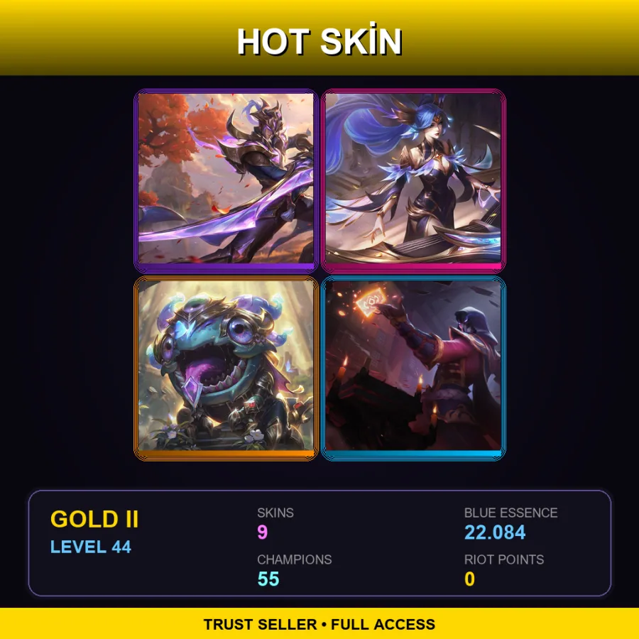 LAS | Lv44 | Gold II | 9 Skin | 55 Champ