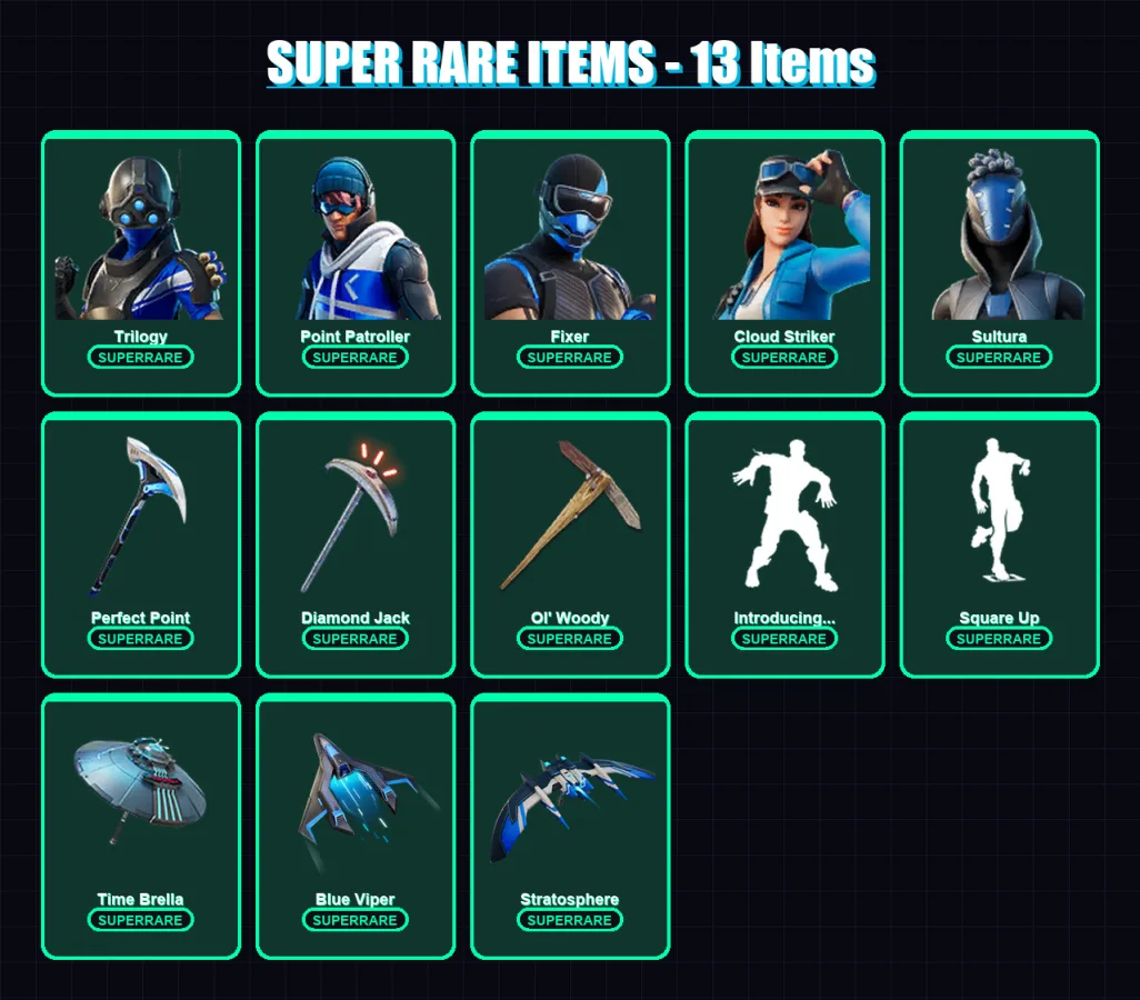 [PC] | Trilogy | Point Patroller | Fixer | Cloud Striker | Sultura | 145 skin | 157 pickaxe | 111 emote | 118 glider | Lv2195