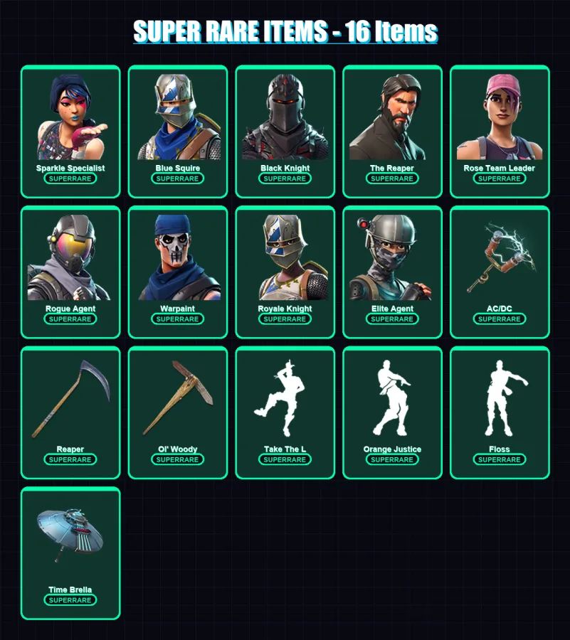 [PC/PSN] | Sparkle Specialist | Blue Squire | Black Knight | The Reaper | Rose Team Leader | 54 skin | 46 pickaxe | 57 emote | 53 glider | Lv803