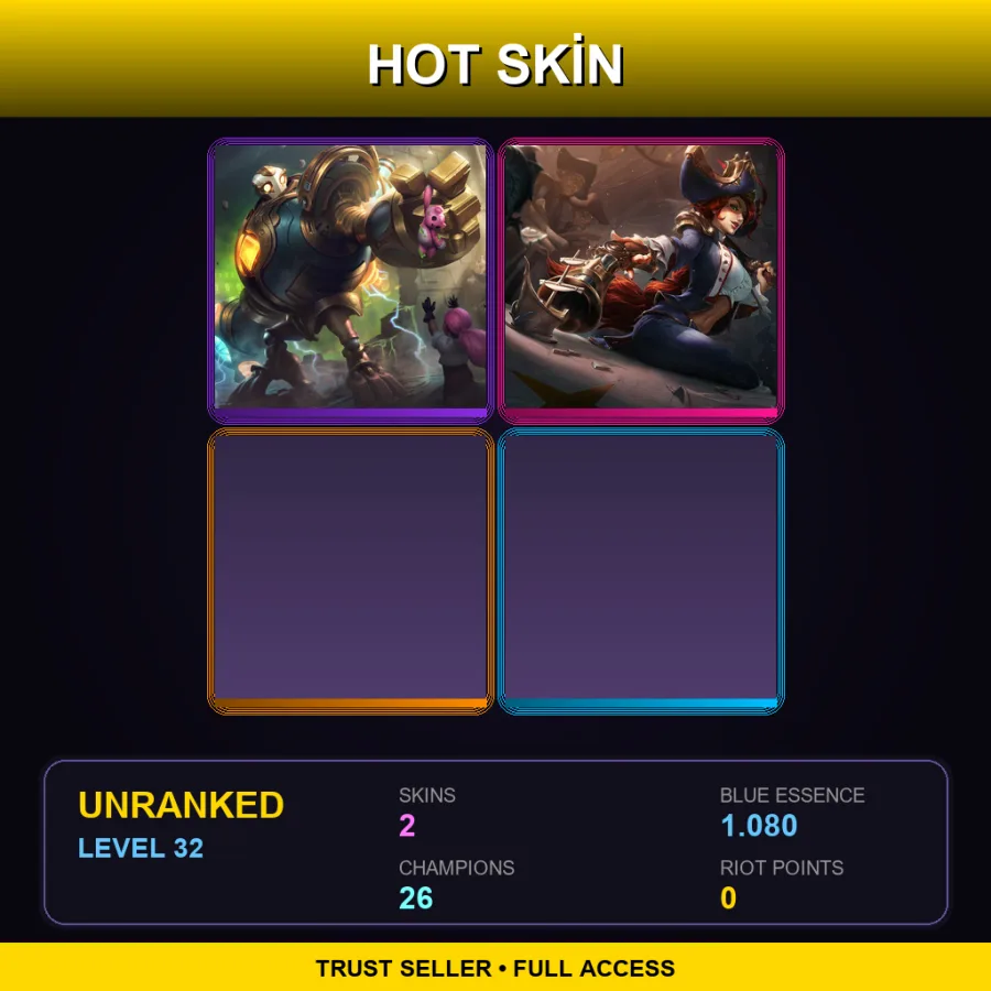 EUW | Lv32 | Unranked | 2 Skin | 26 Champ — LoL account