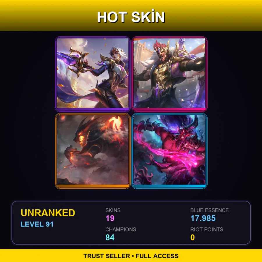 LAN | Lv91 | Unranked | 19 Skin | 84 Champ — Firefang Warwick