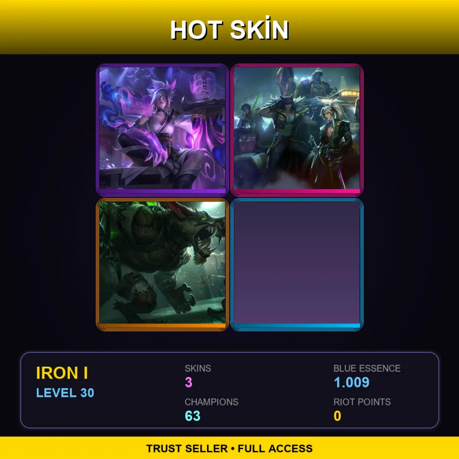 LAN | Lv30 | Iron I | 3 Skin | 63 Champ