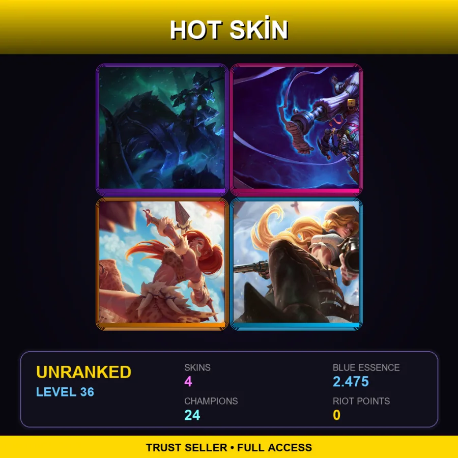 TR | Lv36 | Unranked | 4 Skin | 24 Champ — LoL account