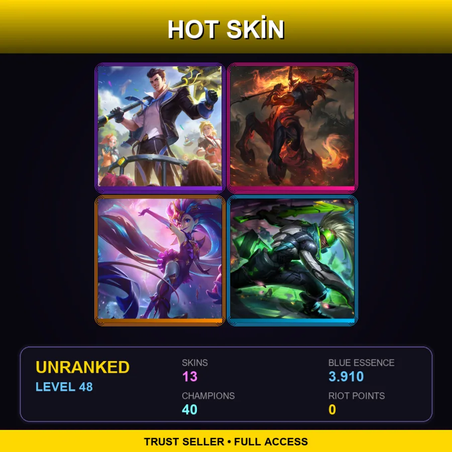VN | Lv48 | Unranked | 13 Skin | 40 Champ