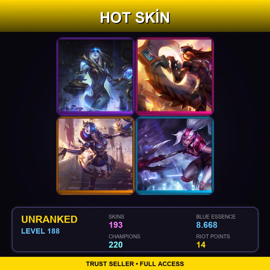 VN | Lv188 | Unranked | 193 Skin | 220 Champ