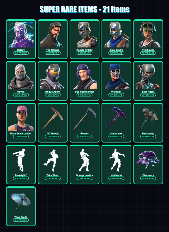 [PC/PSN] | Galaxy | The Reaper | Royale Knight | Blue Squire | Trailblazer | 170 skin | 169 pickaxe | 127 emote | 161 glider | Lv1967