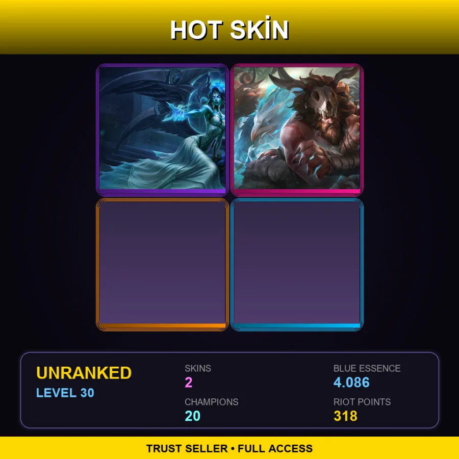 LAN | Ghost Bride Morgana | Primal Udyr | 2 Skin | 20 Champ | Lv30