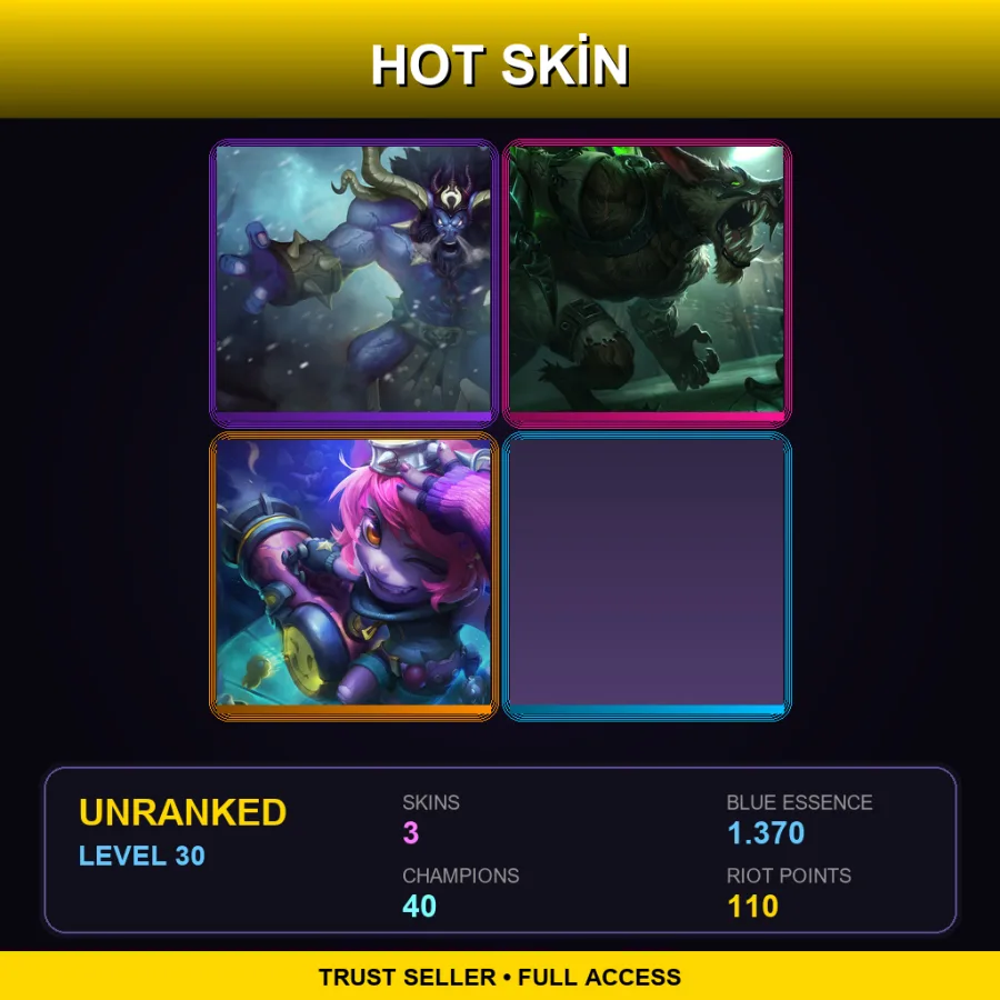 OCE | Lv30 | Unranked | 3 Skin | 40 Champ — LoL account