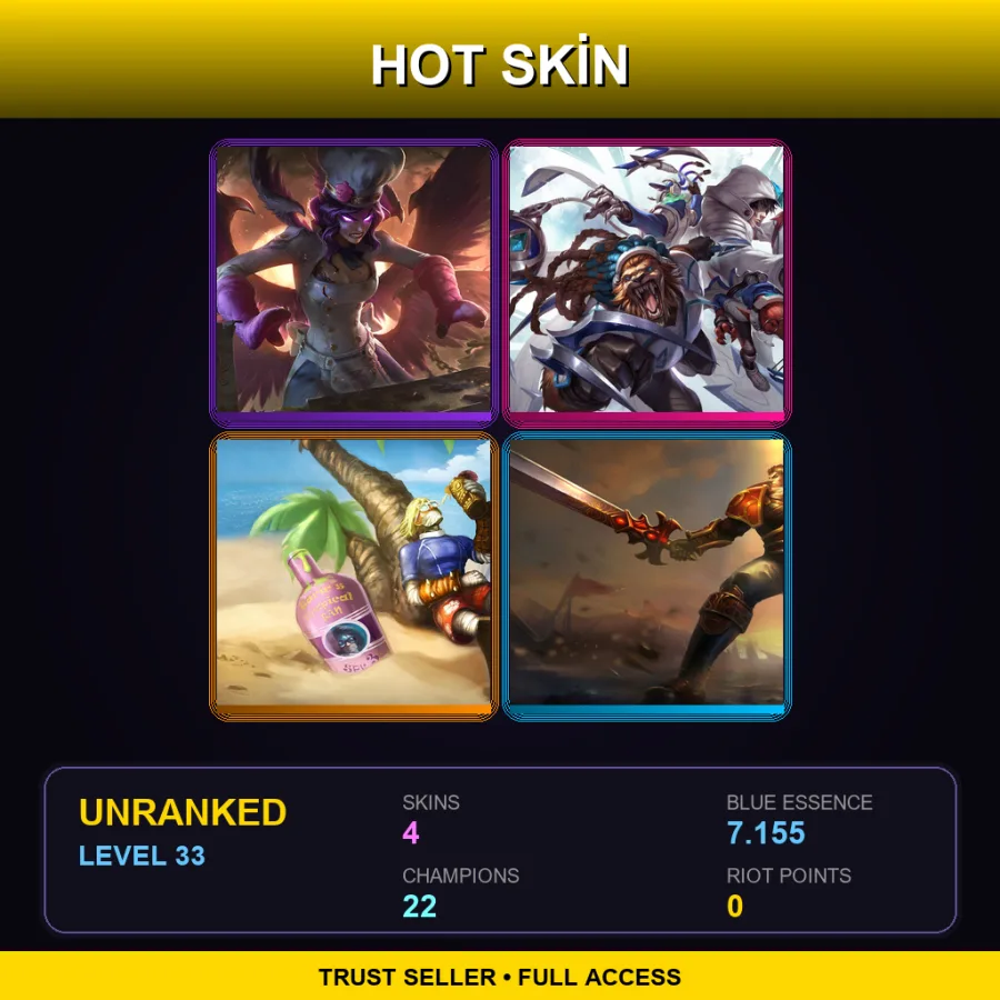 TR | Lv33 | Unranked | 4 Skin | 22 Champ
