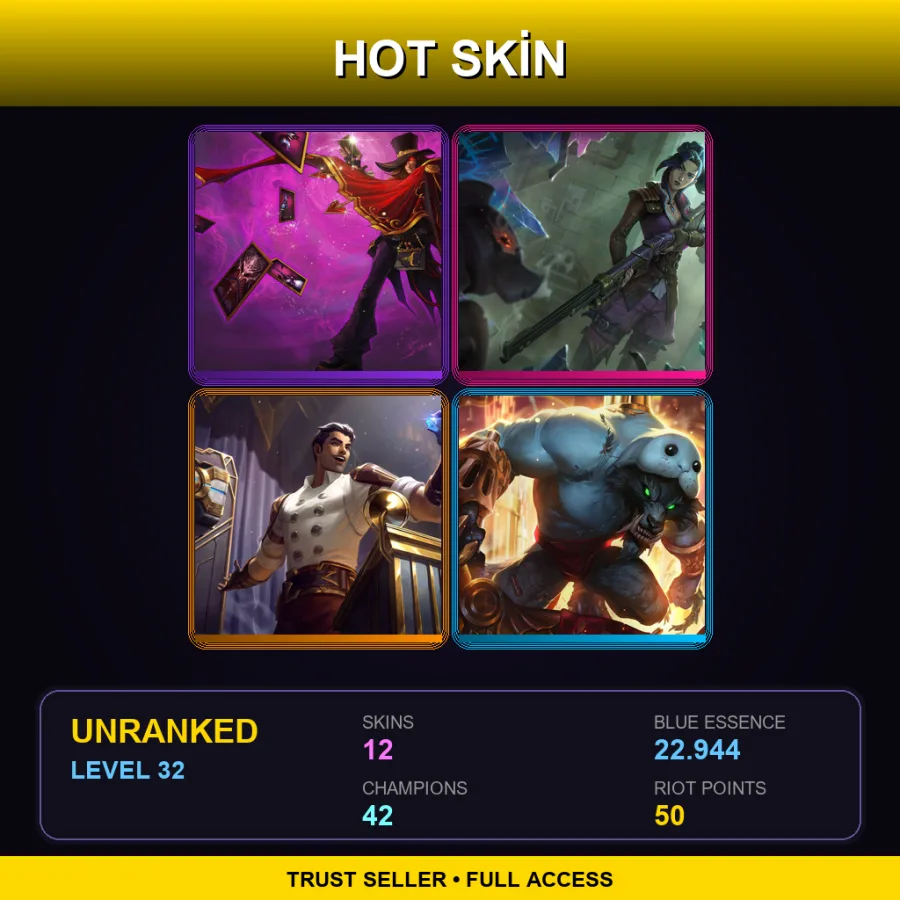 NA | Lv32 | Unranked | 12 Skin | 42 Champ