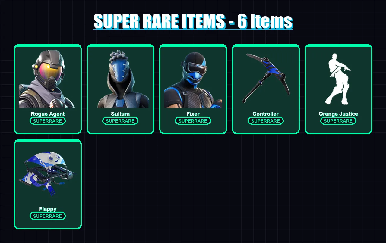 [PS4/PS5/XBOX/PC] | Rogue Agent | Sultura | Fixer | Cuddle Team Leader | Mandalorian | 29 skin | 23 pickaxe | 19 emote | 21 glider | Lv217