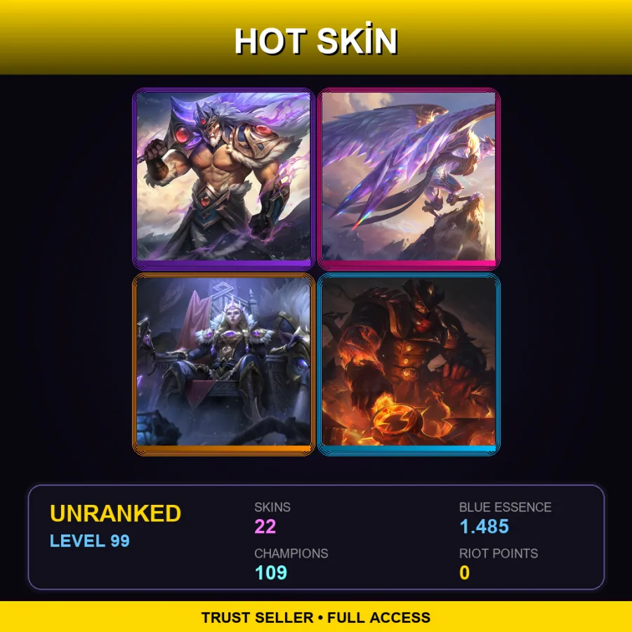 VN | Lv99 | Unranked | 22 Skin | 109 Champ — LoL account