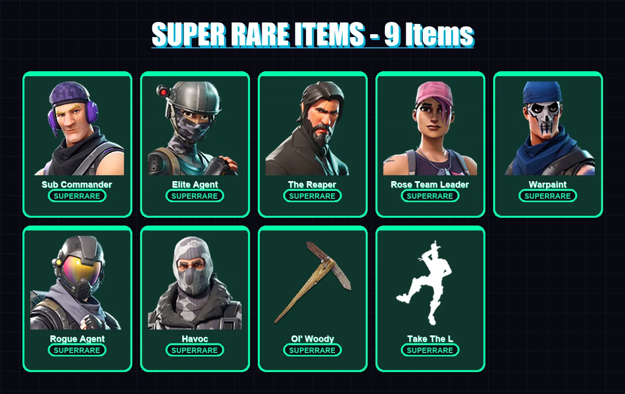 [PC/XBOX] | Sub Commander | Elite Agent | The Reaper | Rose Team Leader | Warpaint | 29 skin | 31 pickaxe | 29 emote | 28 glider | Lv292 — Fortnite account