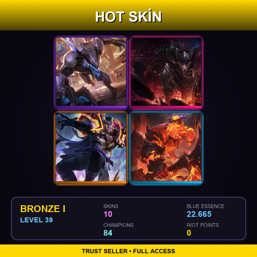 VN | Lv39 | Bronze I | 10 Skin | 84 Champ