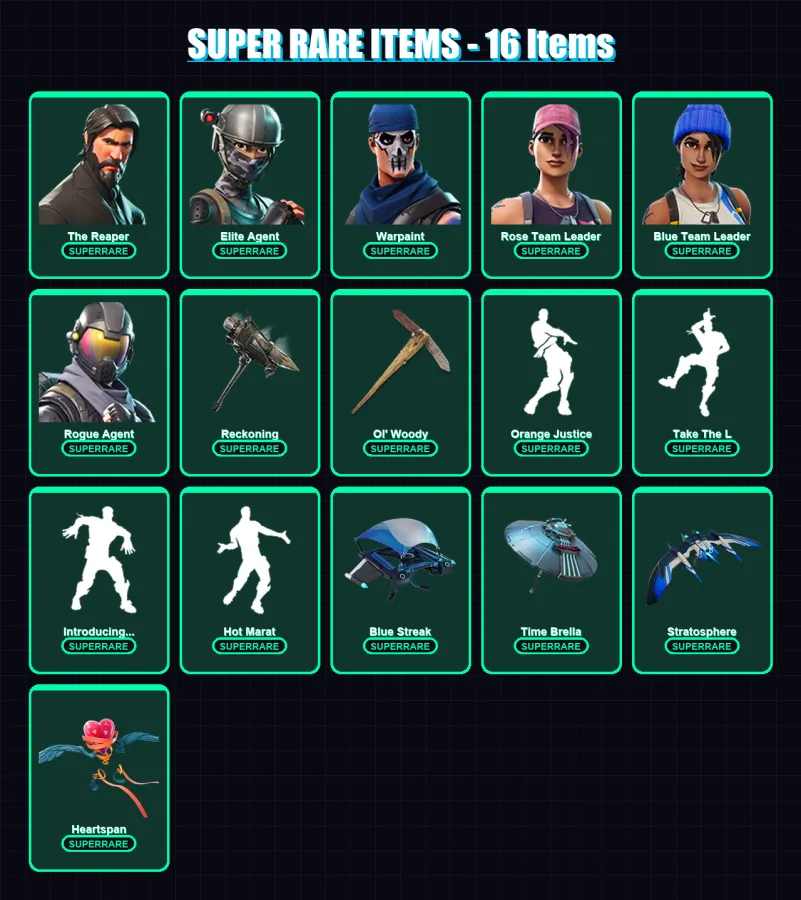 [PC/XBOX/PSN] | The Reaper | Elite Agent | Warpaint | Rose Team Leader | Blue Team Leader | 79 skin | 64 pickaxe | 97 emote | 78 glider | Lv1274
