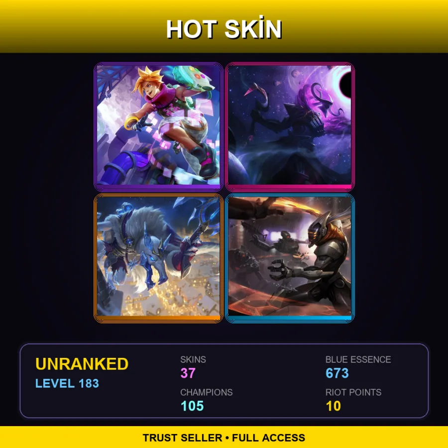 TR | Lv183 | Unranked | 37 Skin | 105 Champ with Ashe