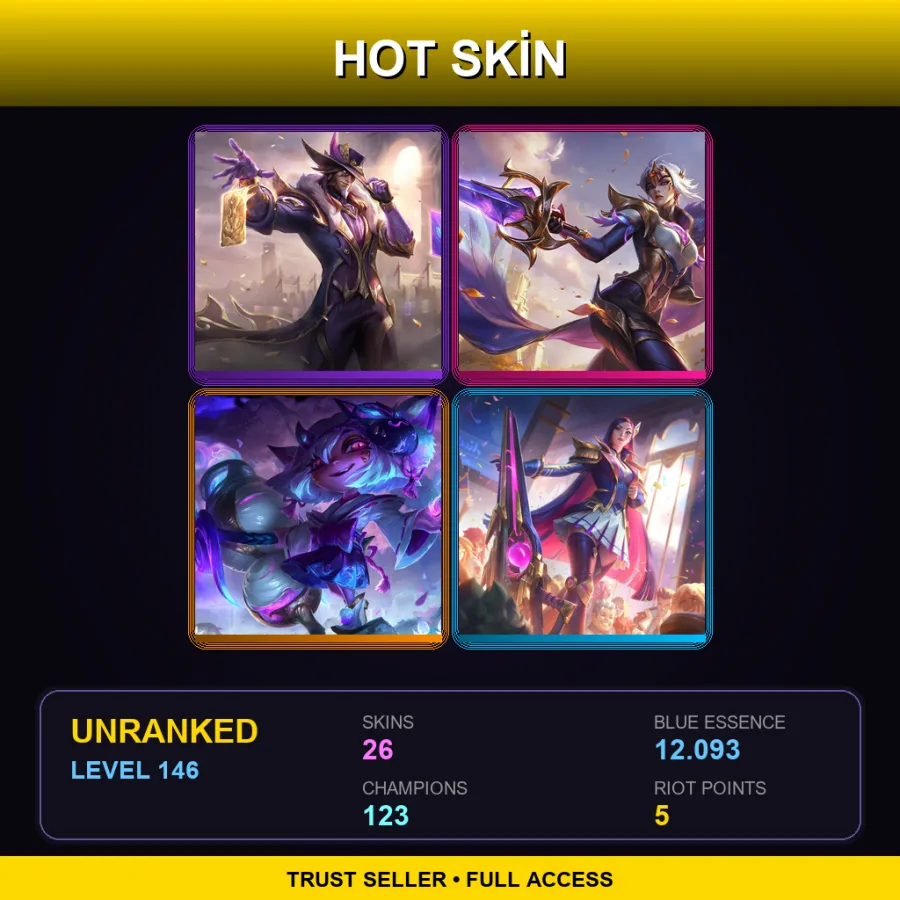 EUNE | Lv146 | Unranked | 26 Skin | 123 Champ — Battle Academia Caitlyn
