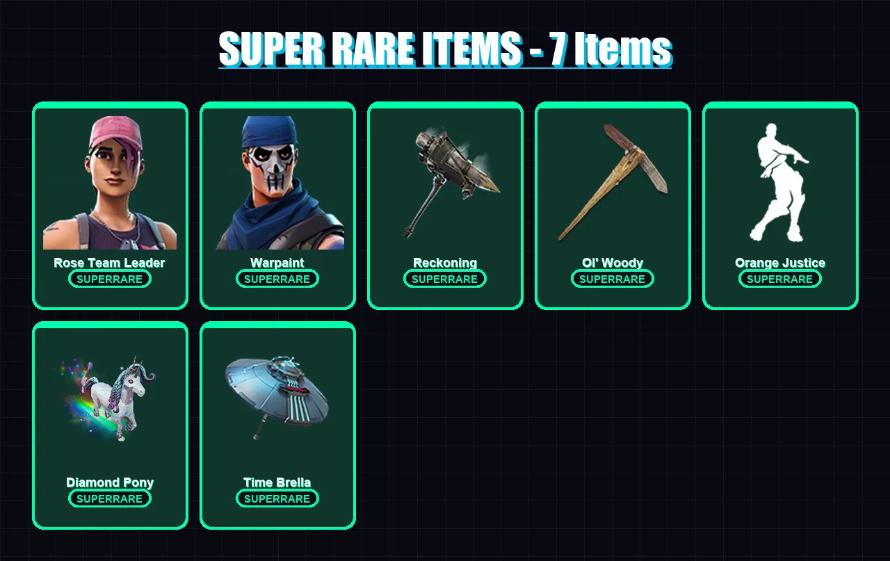 [PC/XBOX/PSN] | Rose Team Leader | Warpaint | Ragnarok | Valor | Calamity | 41 skin | 34 pickaxe | 46 emote | 45 glider | Lv493