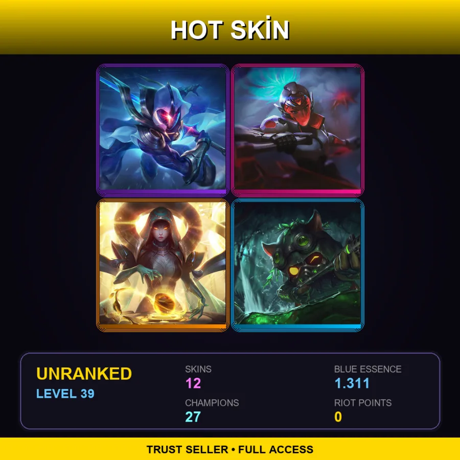 VN | Lv39 | Unranked | 12 Skin | 27 Champ — LoL account