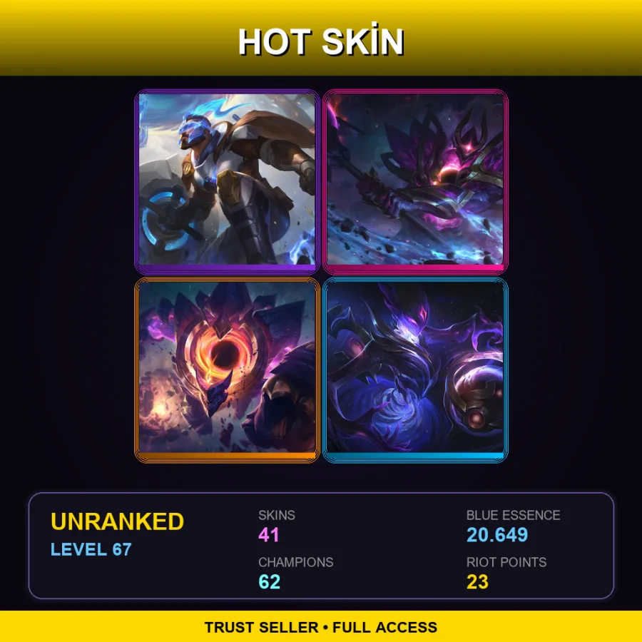 EUW | Lv67 | Unranked | 41 Skin | 62 Champ — LoL account