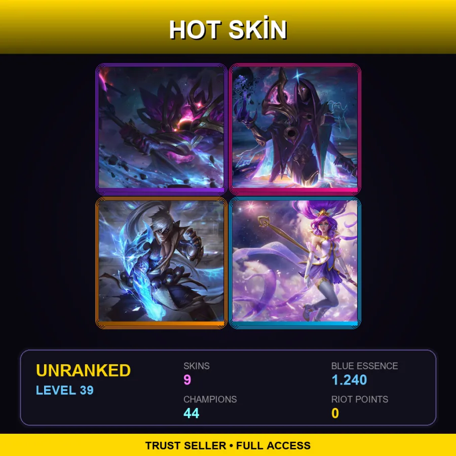 EUW | Lv39 | Unranked | 9 Skin | 44 Champ
