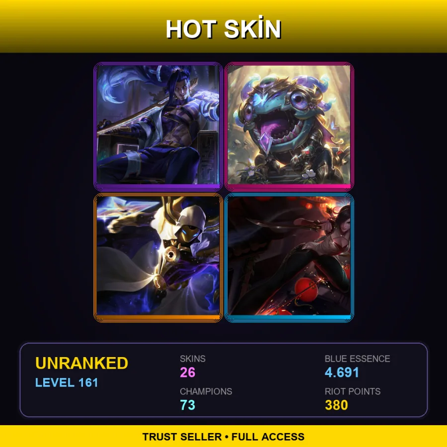NA | Lv161 | Unranked | 26 Skin | 73 Champ — LoL account