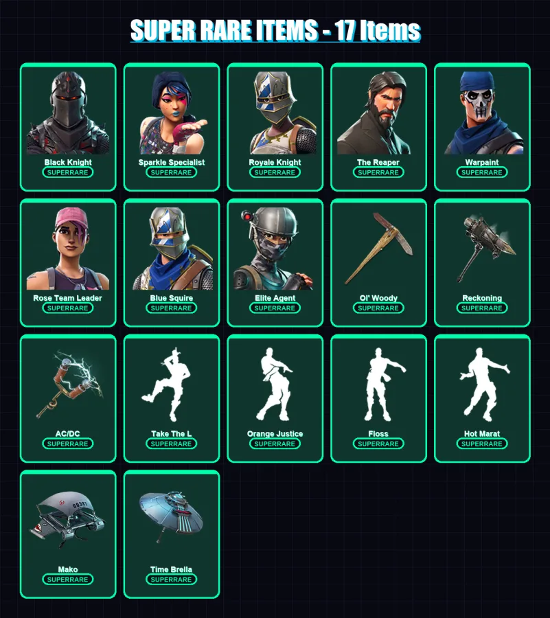 [PC/XBOX/PSN] | Black Knight | Sparkle Specialist | Royale Knight | The Reaper | Warpaint | 65 skin | 51 pickaxe | 68 emote | 57 glider | Lv791