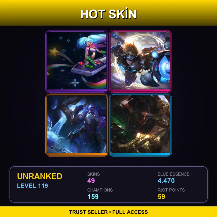 SG | Lv119 | Unranked | 49 Skin | 159 Champ — LoL account