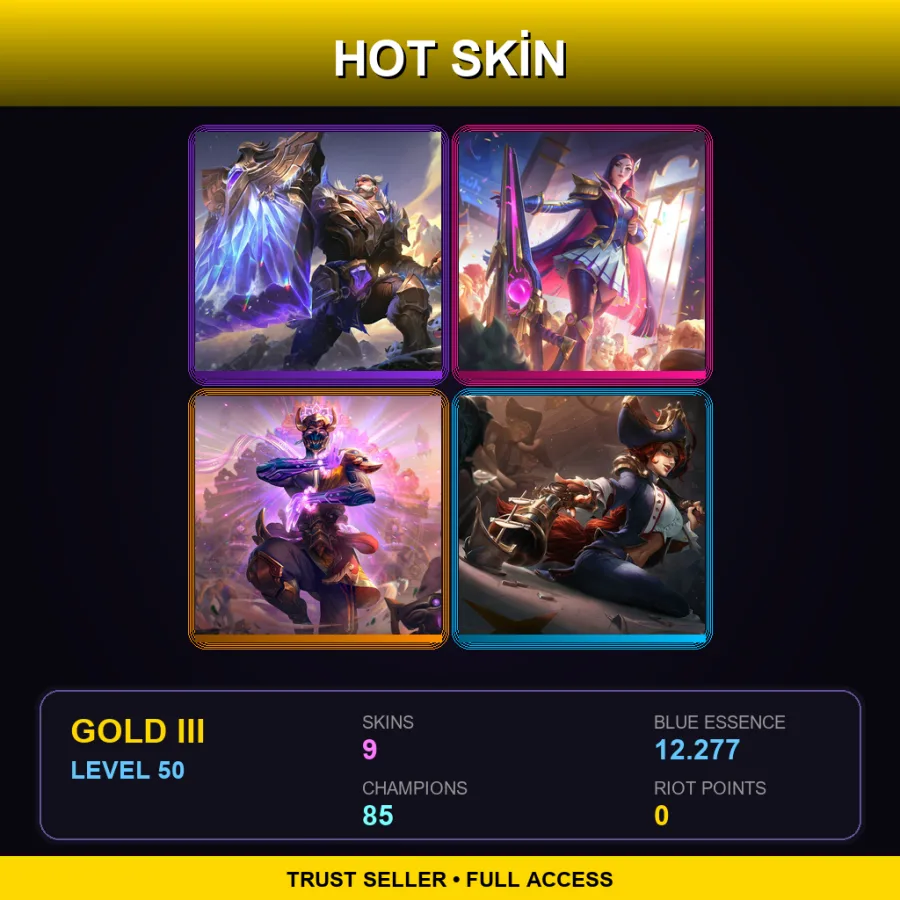 EUW | Lv50 | Gold III | 9 Skin | 85 Champ