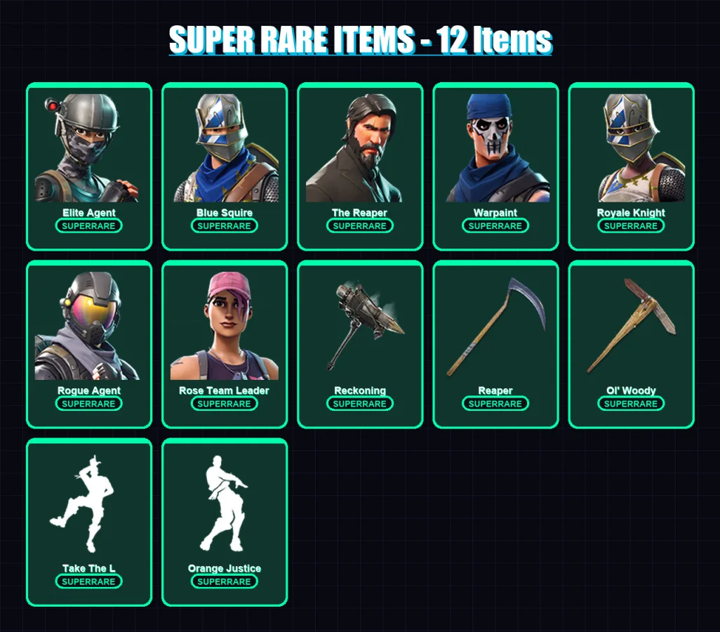 [PS4/PS5/XBOX/PC] | Elite Agent | Blue Squire | The Reaper | Warpaint | Royale Knight | 55 skin | 64 pickaxe | 48 emote | 62 glider | Lv933