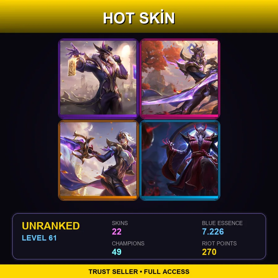 NA | Lv61 | Unranked | 22 Skin | 49 Champ