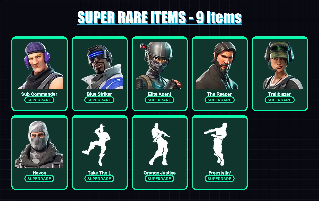 [PS4/PS5/XBOX/PC] | Sub Commander | Blue Striker | Elite Agent | The Reaper | Trailblazer | 42 skin | 28 pickaxe | 35 emote | 32 glider | Lv492