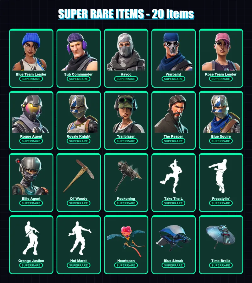 [PS4/PS5/XBOX/PC] | Blue Team Leader | Sub Commander | Havoc | Warpaint | Rose Team Leader | 102 skin | 94 pickaxe | 91 emote | 101 glider | Lv1429