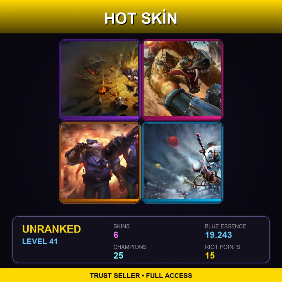 EUW | Lv41 | Unranked | 6 Skin | 25 Champ — LoL account
