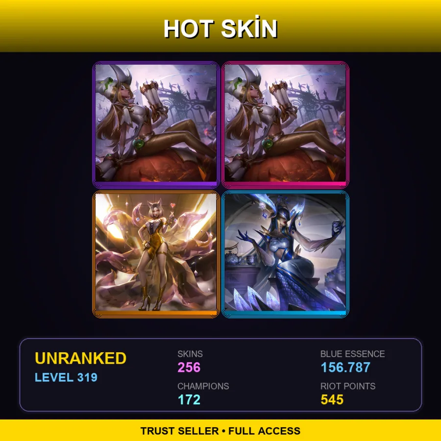 LAN | Lv319 | Unranked | 256 Skin | 172 Champ