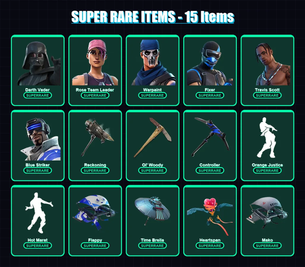 [PS4/PS5/XBOX/PC] | Darth Vader | Rose Team Leader | Warpaint | Fixer | Travis Scott | 244 skin | 267 pickaxe | 204 emote | 244 glider | Lv3500