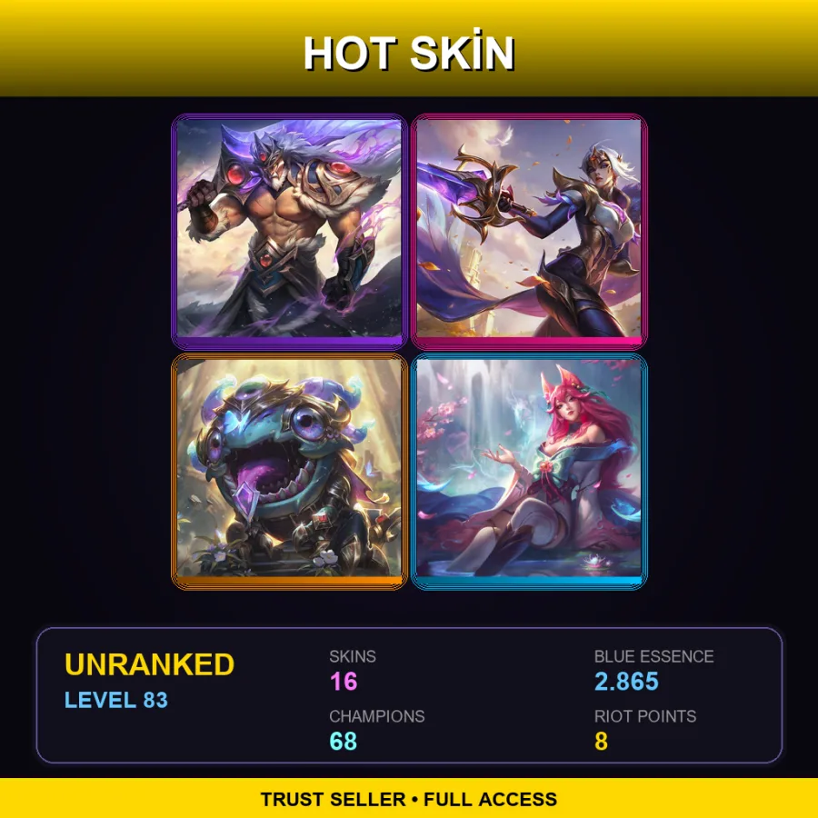 NA | Lv83 | Unranked | 16 Skin | 68 Champ